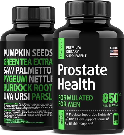 Prostate Health Supplement, DHT Blocker for Men, Urinary Tract Health, Overactive Bladder Support - Pumpkin Seeds, Saw Palmetto, Burdock Root, Pygeum, Marshmallow Root, Juniper Berries - 60 Capsules