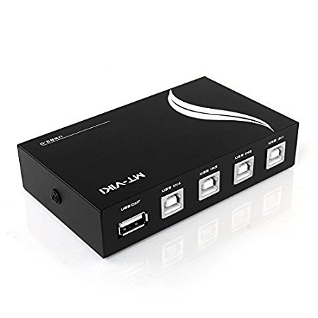 TNP 4 Ports USB 2.0 Sharing Switch Box - Manual Share Switcher Adapter Adopter Splitter Hub Selector for PC Computer Scanner Printers Projector Camera and Keyboard with USB-A interface