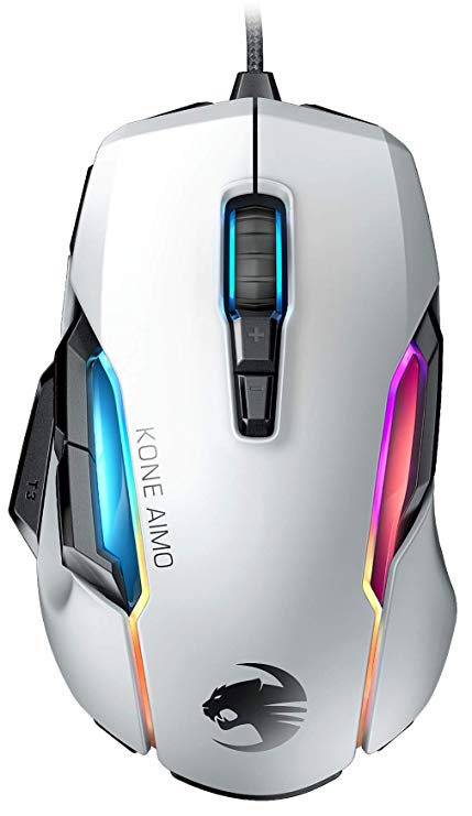 Roccat Kone AIMO Gaming Mouse (High Precision, Optical Owl-Eye Sensor (100 to 16.000 DPI), RGB Aimo LED Illumination, 23 Programmable Keys, Designed in Germany) White(Remastered)