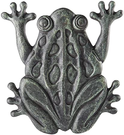 Upper Deck Cast Iron Frog Stepping Stone - Animal Garden and Yard Decor with Verdigris Finish
