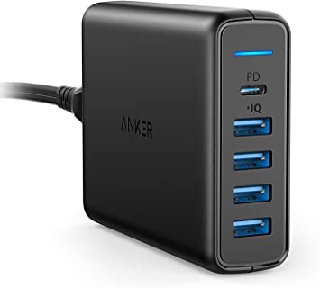 USB C Wall Charger, Anker Premium 60W 5-Port Desktop Charger with One 30W Power Delivery Port for Apple MacBook, Nexus 5X/6P, and 4 PowerIQ Ports for iPhone, iPad, and More.