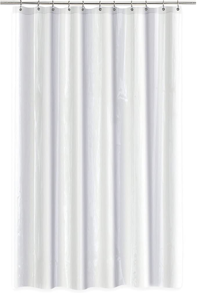 Splash Home Heavy Gauge Mildew Resistent Shower Curtain Liner Rustproof Metal Grommets (70" x 72") white