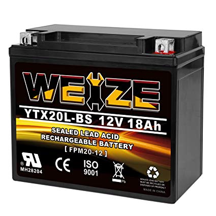 Weize YTX20L-BS High Performance Power Sports- Maintenance Free - Sealed AGM Battery ETX20L BS For Motorcycle ATV UTV snowmobile