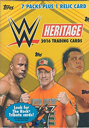 2016 Topps Heritage Wrestling Series Unopened Box of Packs with One GUARANTEED Authentic Relic Card Per Box plus 63 additional cards