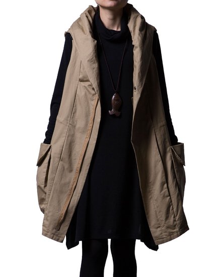 Mordenmiss Women's Sleeveless Coat Big Pockets Waistcoat Travel Hoodie Vest