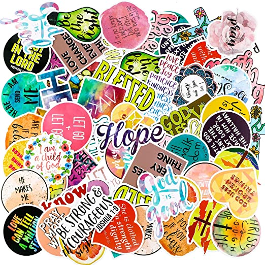 200 Pieces Inspirational Stickers Jesus Faith Stickers Waterproof Wisdom Words Decals Christian Stickers Verse Motivational Stickers for Water Bottle Car Skateboard Laptop Luggage