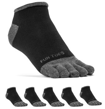 FUN TOES Mens Toe Socks Lightweight Breathable-Value 6 PAIRS Pack- Size 6-12