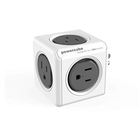 Wall Plug, Allocacoc PowerCube |Original|, 5 Outlets, Cell Phone Charger, Surge Protection, Compact for Travel, Home and Office, Space Saving, ETL Certified