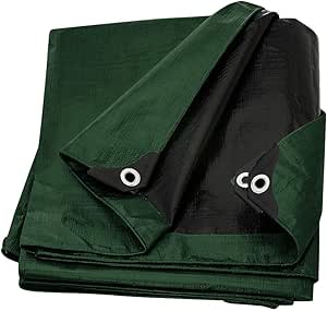 Tarp Cover 10X10 Green/Black 2-Pack Heavy Duty Thick Material, Waterproof, Great for Tarpaulin Canopy Tent, Boat, RV Or Pool Cover!!! (Poly Tarp Heavy Duty 10X10)