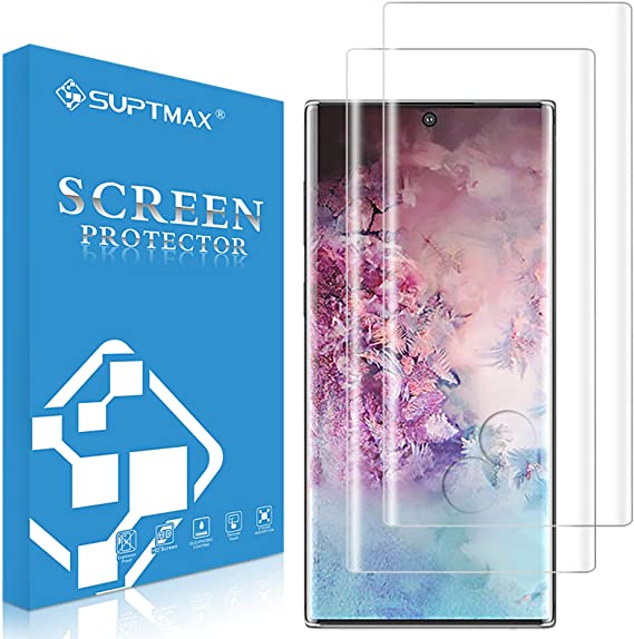 SUPTMAX Tempered Glass for Samsung Galaxy Note 10 Plus [Fingerprint Sensor] Galaxy Note 10 Plus Screen Protector Tempered Glass [Anti-scratch] Note 10 Plus Glass Screen Protector Cover (Note 10 Plus, Clear 2 Shields)