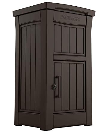 Keter Package Delivery Box for Porch with Lockable Secure Storage Compartment, Brown