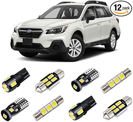 BRISHINE White Interior LED Lights Kit for Subaru Outback 2010 2011 2012 2013 2014 2015 2016 2017 2018 2019 Super Bright 6000K LED Interior Light Bulbs Package   License Plate Lights and Install Tool