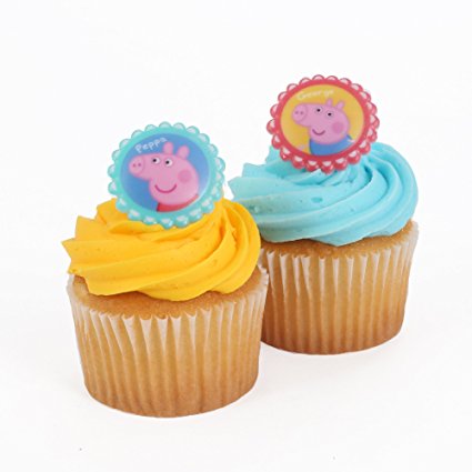 Bakery Crafts - Peppa Pig 24 Cupcake Topper Rings, 1.5" x 1.5"
