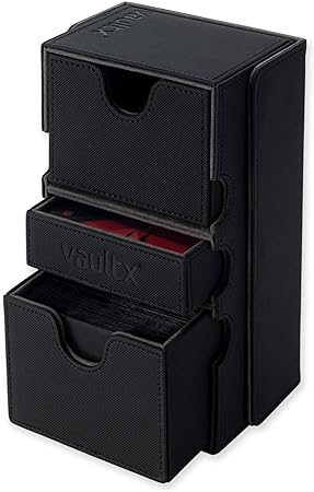 Vault X Exo-Tec Modular Game Box 200  Deck Box with Card Tray & Accessories Draw. Detachable Lid. Fits 200 Cards, Commander Decks & All Standard TCGs.(Black)