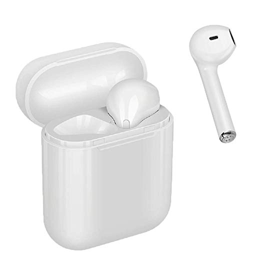 Bluetooth Earburds,Wireless Earphones with Mic Mini in-Ear Earbuds Earphones Earpiece Sweatproof Sports Earbuds with Charging Case Compatible Samsung Android (White)