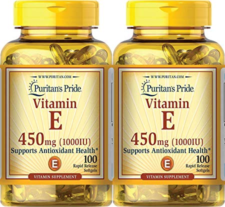 Puritan's Pride Vitamin E 1000 IU Soft Gels,100 Count (2 Pack)