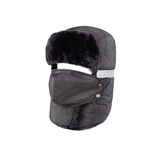 Cabf Winter Hat, Warm Hat, Trapper Trooper Hat with Reflective Strip and Windproof Mask, Unisex and thickened style.
