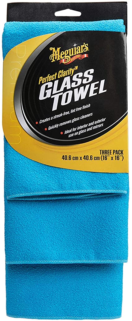 MEGUIAR'S X190300 Blue Perfect Clarity Glass Towels, Pack of 3