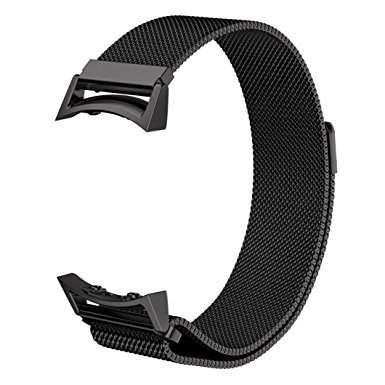 Samsung Gear S2 RM-720 Watch Band, Elobeth Milanese Magnetic Loop Stainless Steel Watch Strap Black   Space Grey Connector Metal Adapter for Samsung Galaxy Gear S2 Smart Watch
