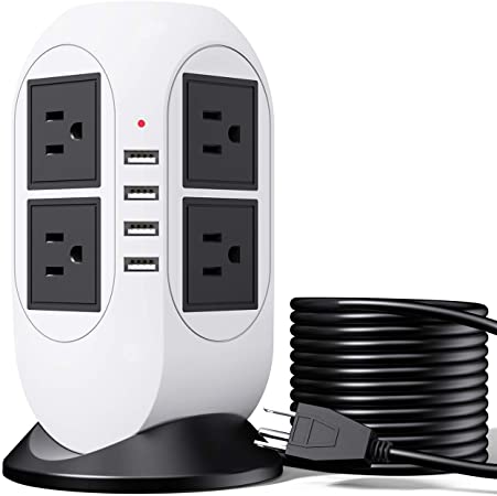 Surge Protector Power Strip16.4FT/5M Surge Protector Extension Cord Has 4 USB Ports   8 AC Power Sockets, Overload Protection Circuit Breaker Protection Device, Suitable for Offices and Homes.