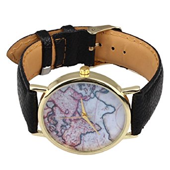 Susenstone Vintage Earth World Map Watch Alloy Women Analog Quartz Wrist Watches BK