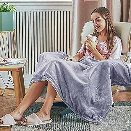 HOKEKI Electric Blanket Throw, Fast Heating Blanket Full Size with 3 Hours Auto Off & 6 Heat Settings, Flannel & Sherpa Heated Bed Comforter Machine Washable (72‘’x84'')