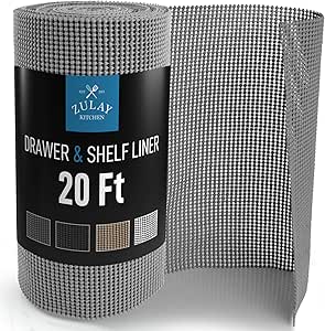 Zulay (12 Inch x 20 FT) Drawer & Shelf Liner - Non Adhesive Drawer Liner - Protective Shelf Liner Non Slip for Cabinets, Storage, Kitchen, and Tables (Gray)