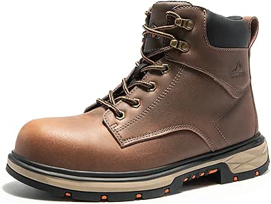 NORTIV 8 Steel Toe Work Boots for Men Waterproof Slip on Safety Construction Boots