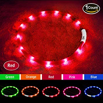 LED Dog Collar,USB Rechargeable Glowing Dog Collars, Light Up Collar Improved Pet Safety &Visibility at Night, 3 Flashing Modes,Water-Resistant Lighted Dog Collars Fits For Small Medium Large Dogs