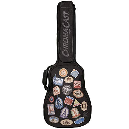 ChromaCast CC-A3/4PB-BAG-WT World Tour Graphic Two Pocket Acoustic Guitar Gig Bag, 3/4 Size