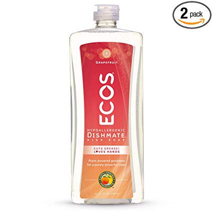 Earth Friendly Products ECOS Dishmate Dish Liquid, Grapefruit 25 oz. (Pack of 2)