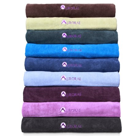 Aurorae Hot Yoga Fitness Exercise Pilates Mat Towel Non Slip Micro Fiber Moisture Absorbent Soft Lush Easy Wash Matching Mat Colors