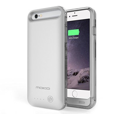 MoKo iPhone 6s / 6 Battery Case - Portable 3100mAh Battery Pack External Rechargeable Protective Charger Charging Case for iPhone 6s / 6 4.7 Inch [MFI Apple Certified] SILVER