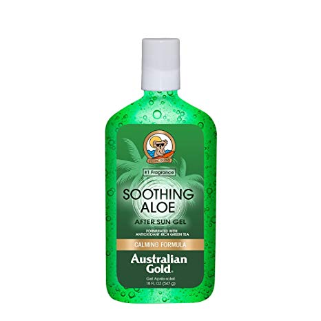 Australian Gold Soothing Aloe Vera After Sun Gel, Natural Sunburn Pain Relief, Works to Relieve Hot & Itchy Skin, Reef Safe Aloe, Cruelty Free, PABA Free, Paraben Free, Alcohol Free, 18.5 Ounce