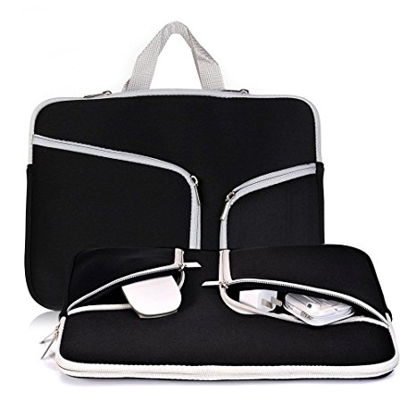 Evershop Zipper Briefcase Handbag Sleeve Bag Cover Case for Macbook Air & PRO 11 Inch & Universal Laptop Netbook 11 Inch (Black)