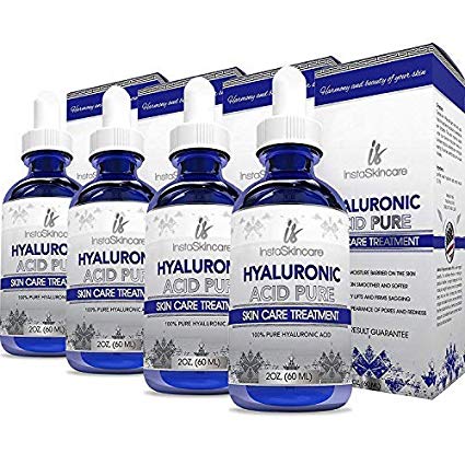 4 Pack Hyaluronic Acid for Face - 100% Pure Medical Quality Clinical Strength Formula - Anti aging formula (2 oz)
