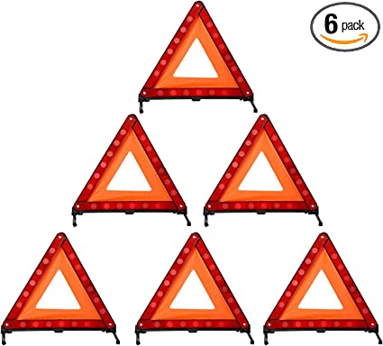 DEDC Warning Triangle, Foldable Safety Triangle, Triple Warning Kit, Warning Triangle Reflector, Roadside Hazard Sign, Triangle Symbol for Emergency with Storage Bag(6 Pack)