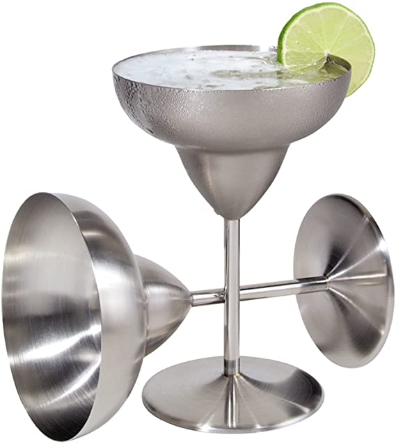 Oggi 12-Ounce Stainless Steel Margarita Goblets, Set of 2