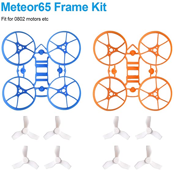 BETAFPV Meteor65 1S Brushless Whoop Blue Orange Frame Kit with 2 Sets 31mm 3-Blade Props 1.0mm Shaft White for 65mm Meteor65 1S Brushless Micro Tiny Racing Whoop Quadcopter