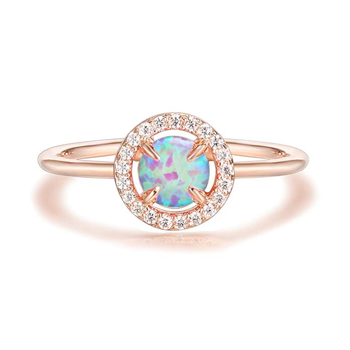 PAVOI 14K Rose Gold Plated Adjustable Wrap Cubic Zirconia and Created Opal Ring Stackable Ring