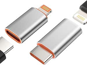 MoKo USB C Female to Lightning Male Adapter & Lightning Female to USB C Male Adapter For iPhone 15/14/13/iPad/AirPods/MacBook/Samsung, Support Fast Charge & Data Sync, Not for Audio/OTG/Pencil, Silver