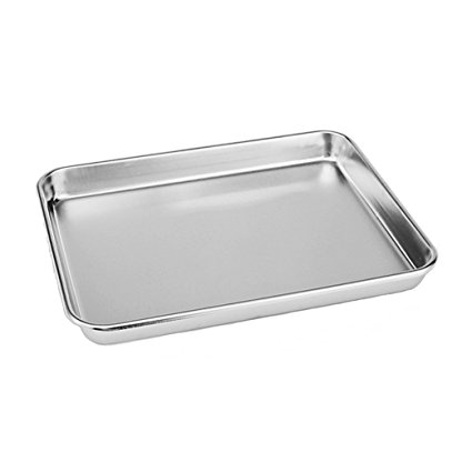 Neeshow Stainless Steel Compact Toaster Oven Pan Tray Ovenware Professional, 10''x8''x1'', Heavy Duty & Healthy, Deep Edge, Superior Mirror Finish, Dishwasher Safe