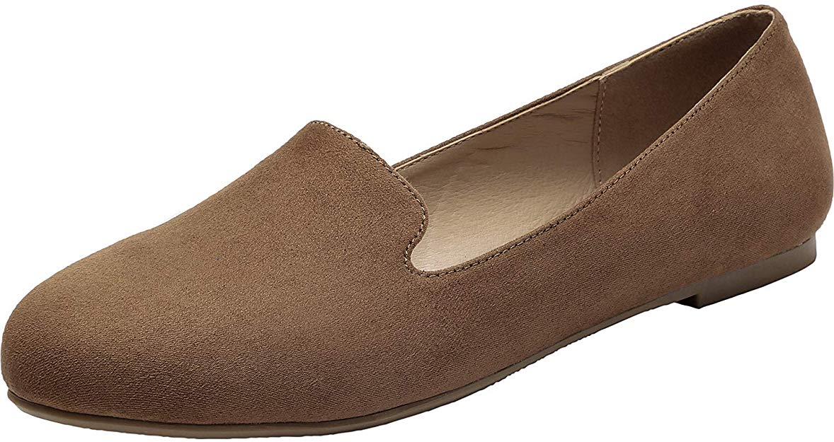 Aukusor Women's Wide Width Flat Shoes - Comfortable Slip On Pointed Toe Ballet Flats.