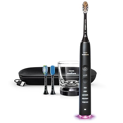 Philips Sonicare DiamondClean Smart 9500 Electric Toothbrush, Sonic Toothbrush with App, Pressure Sensor, Brush Head Detection, 5 Brushing Modes and 3 Intensity Levels, White, Model HX9923/01