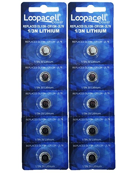 10 Loopacell 1/3N Battery Replacement for DL1/3N CR1/3N 3V Lithium Batteries