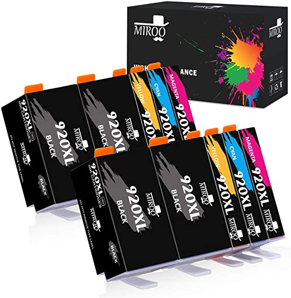 MIROO Compatible Ink Cartridges Replacement for HP 920 920XL High Yield, 10 Pack (4 Black 2 Cyan 2 Magenta 2 Yellow), Work with HP Officejet 6500 7500a 7500 7000 6000 6500a Plus E709A E710 Printer
