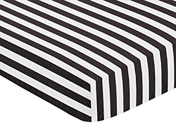Fitted Crib Sheet for Paris Baby or Toddler Bedding by Sweet Jojo Designs - Black and White Stripe