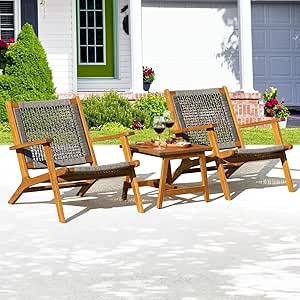 IDZO Reclining Design Heavy Duty 400lbs Capacity Patio Bistro Set 3 Piece Outdoor