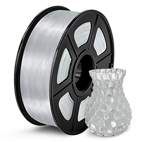 SUNLU Clear PLA Filament 1.75mm, 3D Printer Filament Transparent PLA Dimensional Accuracy /- 0.02 mm, 1KG