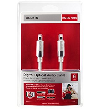 Belkin AV10033-06-WHT 6 Foot Digital Optical Audio Toslink Cable White (1.8 Meters)